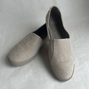 Eileen Fisher Gray Byrdy Linen Leather Casual Slip on Shoes Flat Loafers 8